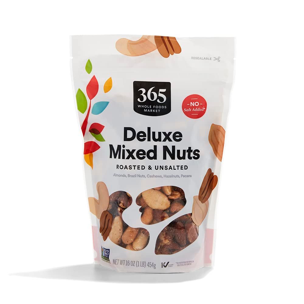 365 by Whole Foods Market, Unsalted Deluxe Mixed Nuts, 16 Ounce