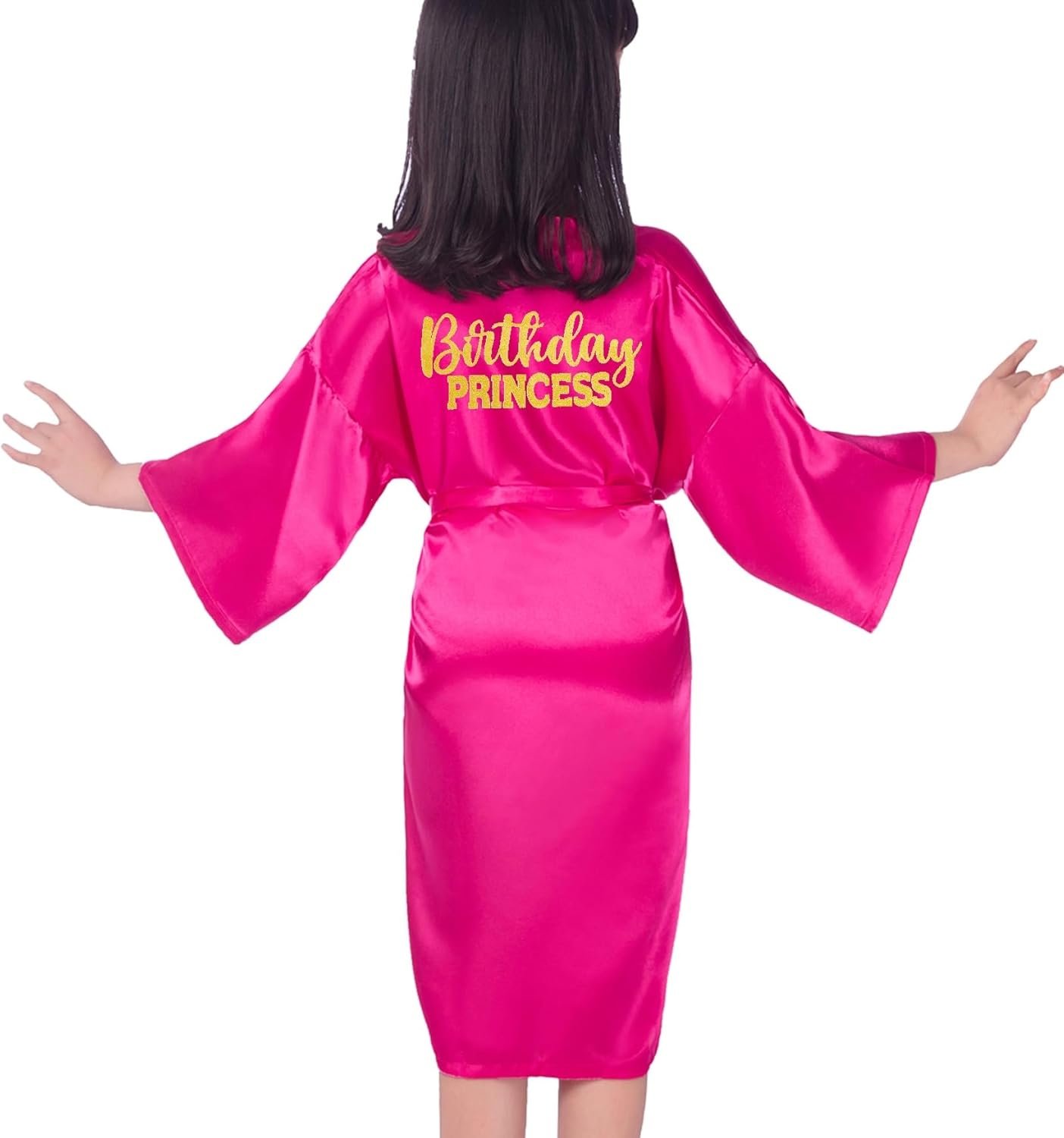 Birthday Squad Birthday Girl Princess Robe Spa Robes for Girls Party Satin Silk Kimono Robes Party Supplies
