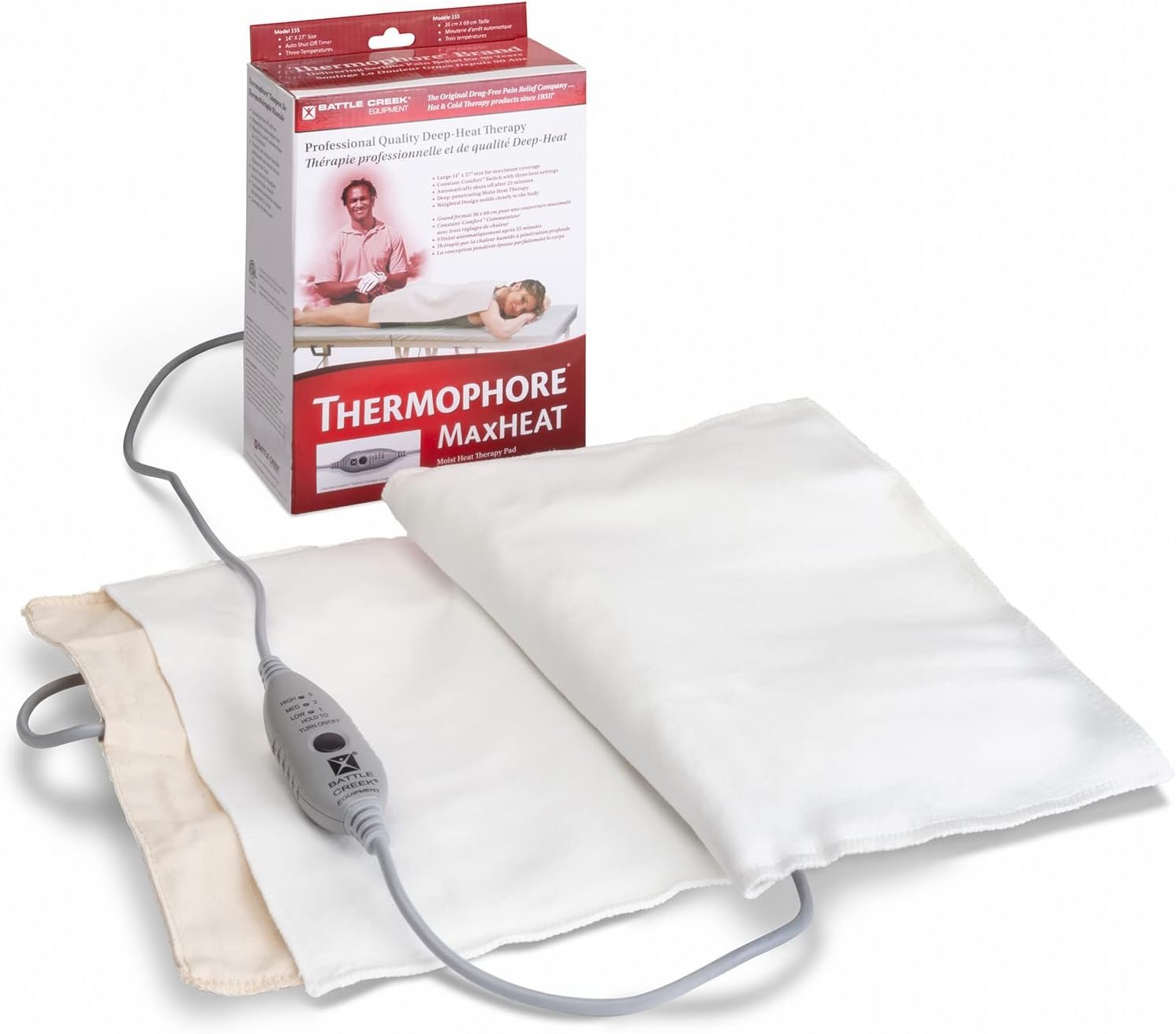 Thermophore MaxHEAT Automatic Moist Heat Pack – Large Coverage Model #155 for Deep, Soothing Pain Relief
