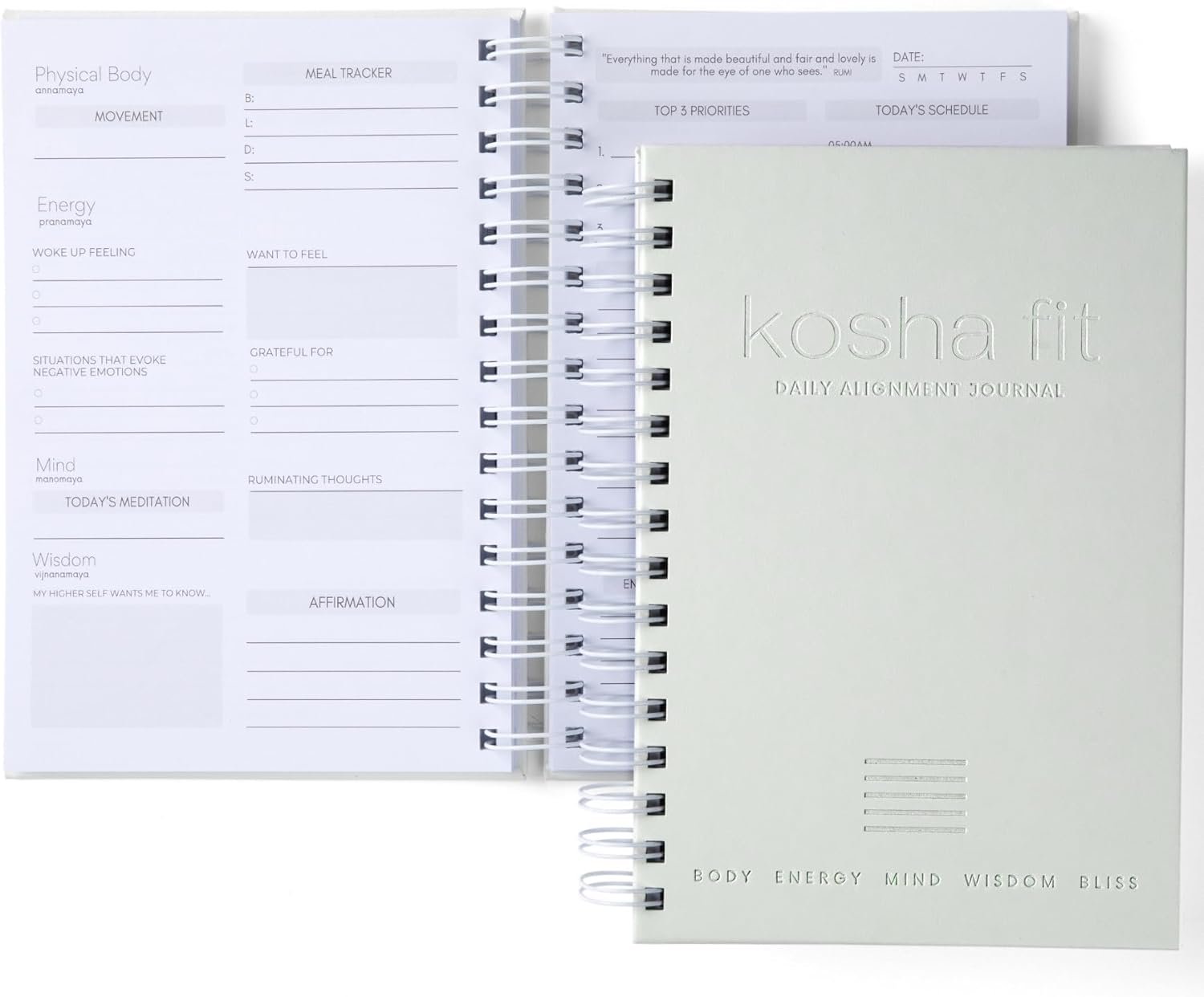 Daily Alignment Journal: Habit Tracker for Goals & Mental Health, Undated Daily Planner 2025 for Productivity | Gratitude Journal A5 Hardcover Spiral Notebook – Wellness Gift Idea