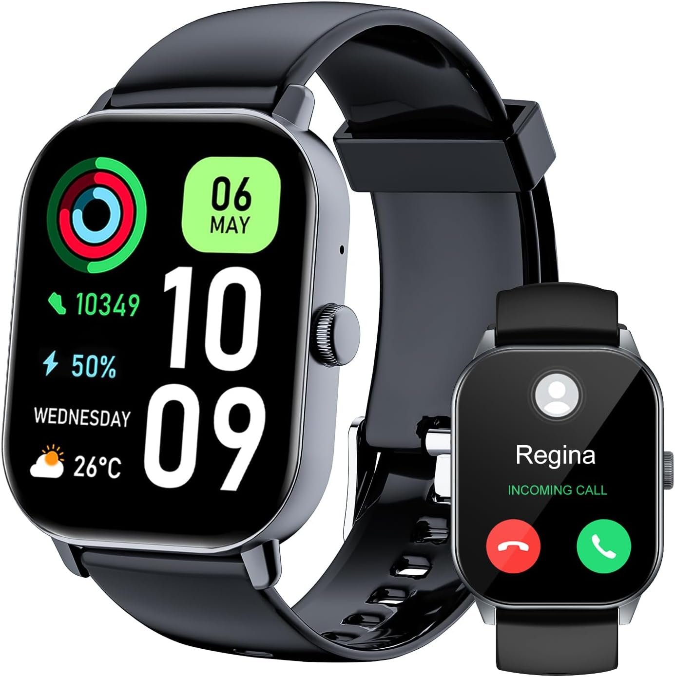 1.91″ Smart Watch, Fitness Tracker, Smart Watches for Men and Women with Message Call Function, 120+ Sport Modes, IP68 Waterproof, 24 Hours Heart Rate/Sleep Monitor, for Android/iOS