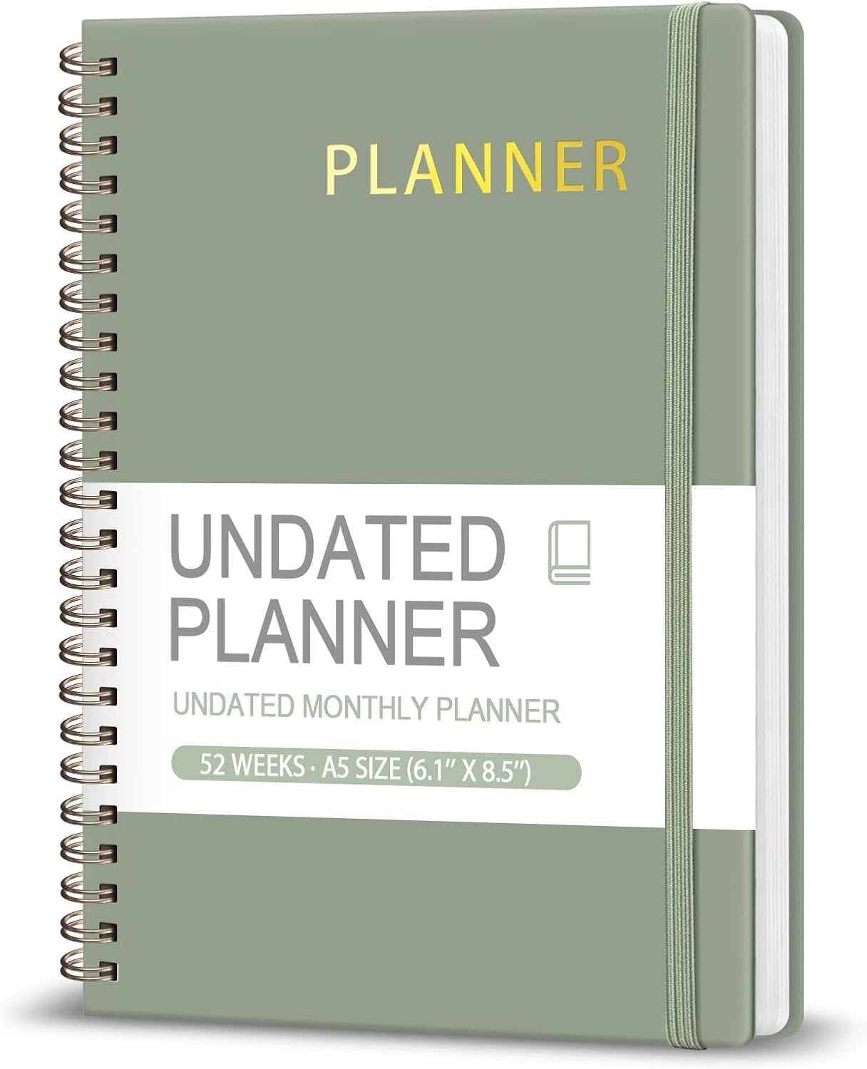 Undated Weekly Planner, Weekly To Do List Notebook with Goal, Organizer & Habit Tracker, A5 Daily Planner with Spiral Binding, Ideal for Office School Suppies – Green