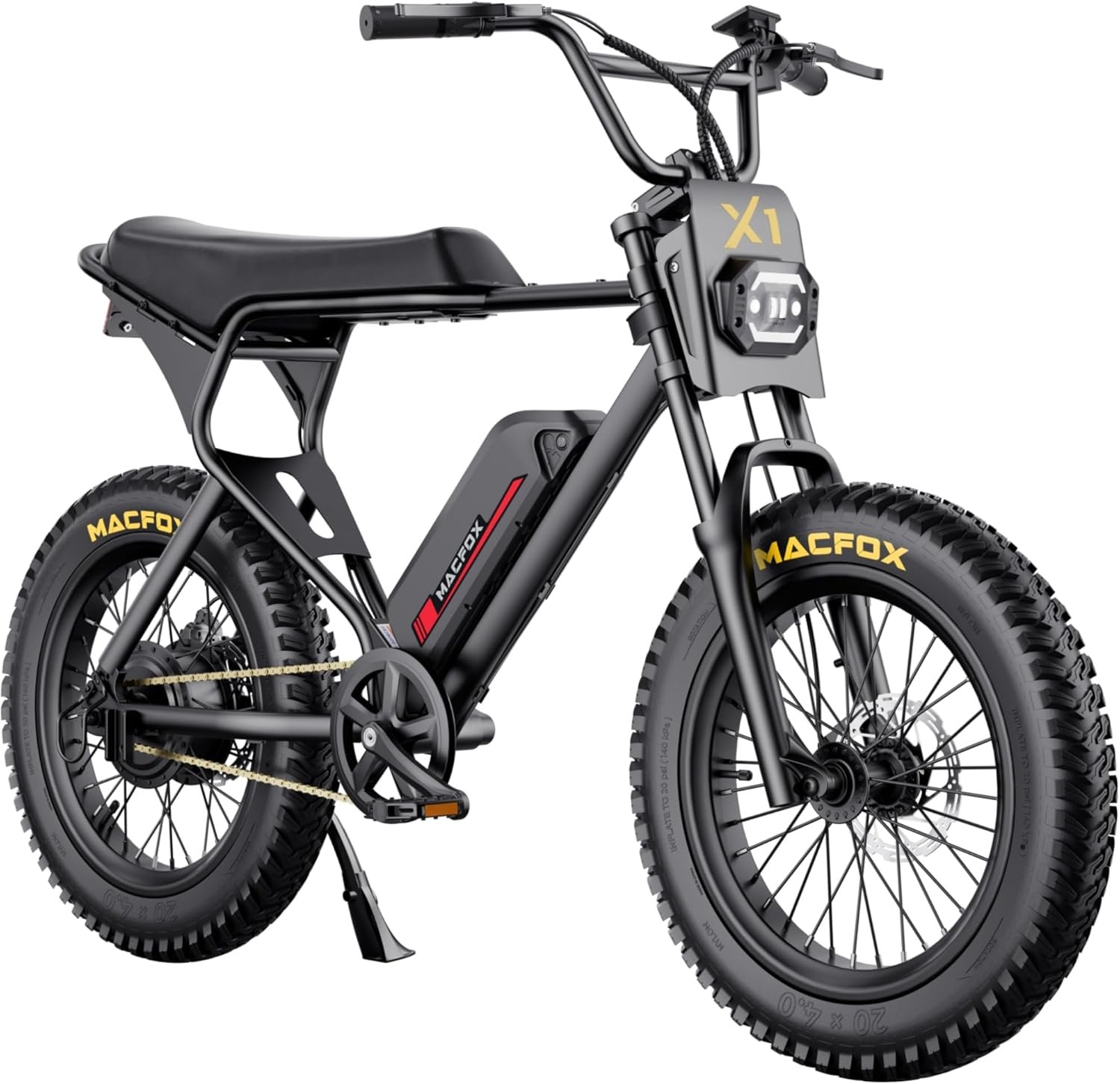 MACFOX X1S 2025 Ebikes for Adults, 750W Electric Bike Wheelie 25 MPH Max Speed, 38-56 Miles Range(PAS1), 20″x4″ Fat Tires, City/School Commuting Electric Bike (UL2849, Class-3)