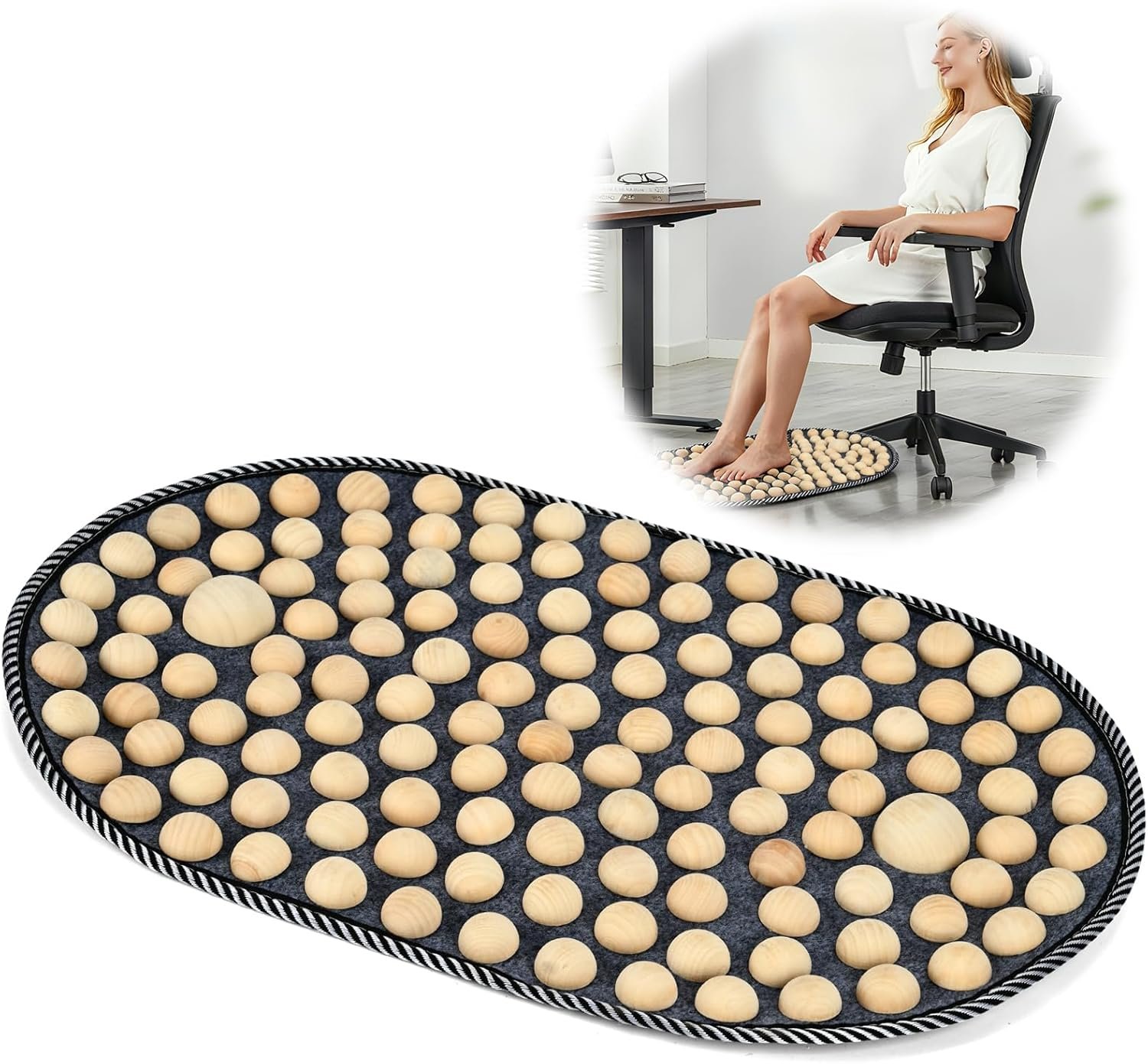 Feet Acupressure Mat, Wood Foldable Foot Massager Mat, Portable Pressure Point Massage Pad, Anti Fatigue Office Standing Desk Pad, Reflexoloy mat, Stand Up Pad, Relieve Foot Pain