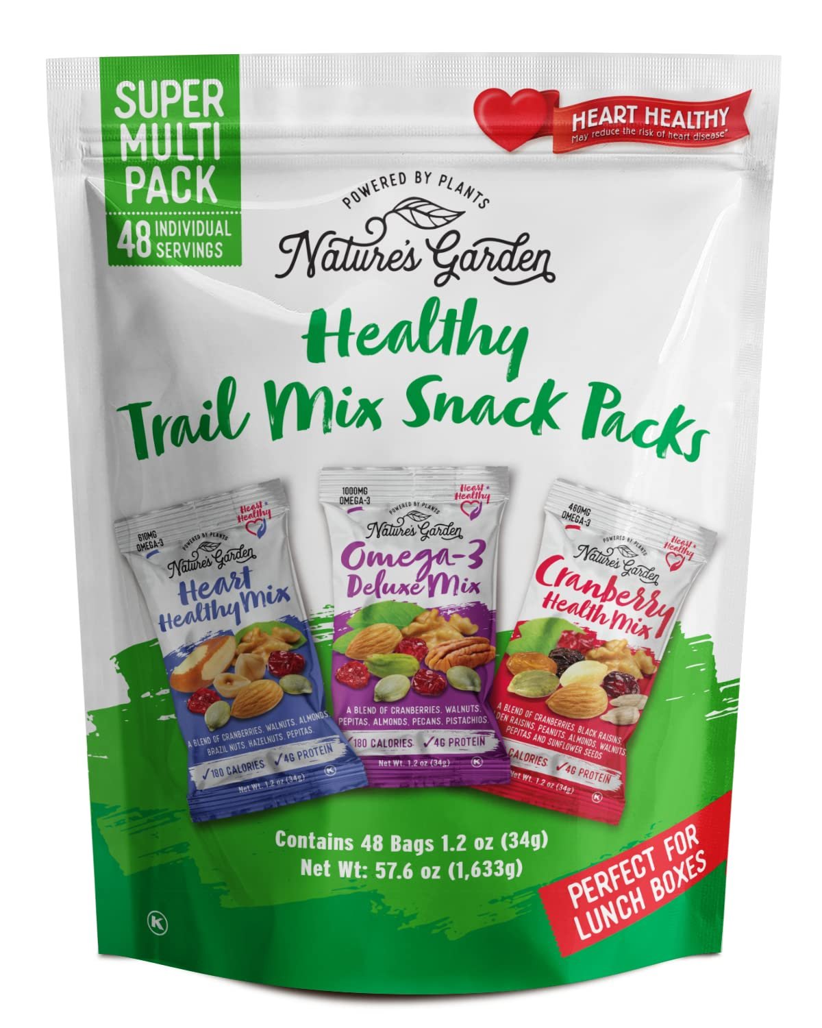 Nature’s Garden Healthy Trail Mix Snack Pack – | Premium Nuts and Seeds | Delicious Healthy Trail Mix Snack – Food Allergy Free, 48 individual bags Net wt 57.6 0z