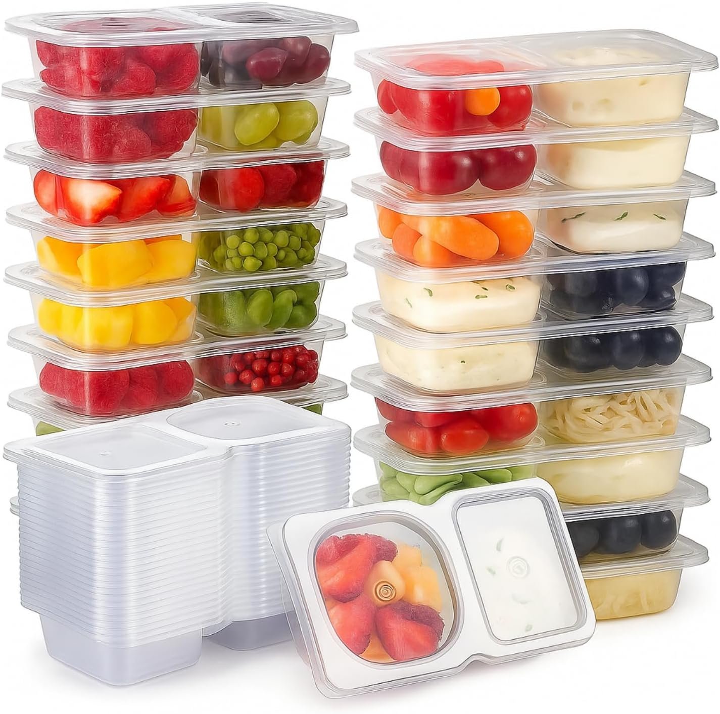 20 Pack Reusable Snack Containers with Lids – Snack Tray & Portion Control Containers, Lunch Accessories for Kids, Fruit Containers for Lunch Box, Perfect for School Lunch & Meal Prep