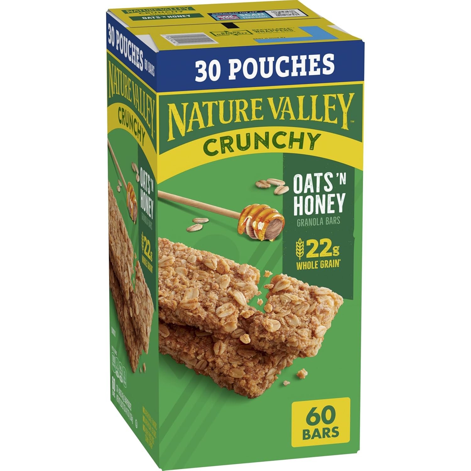Nature Valley Crunchy Oats ‘n Honey Granola Bars, 60 Bars, 44.7 OZ (30 Pouches)