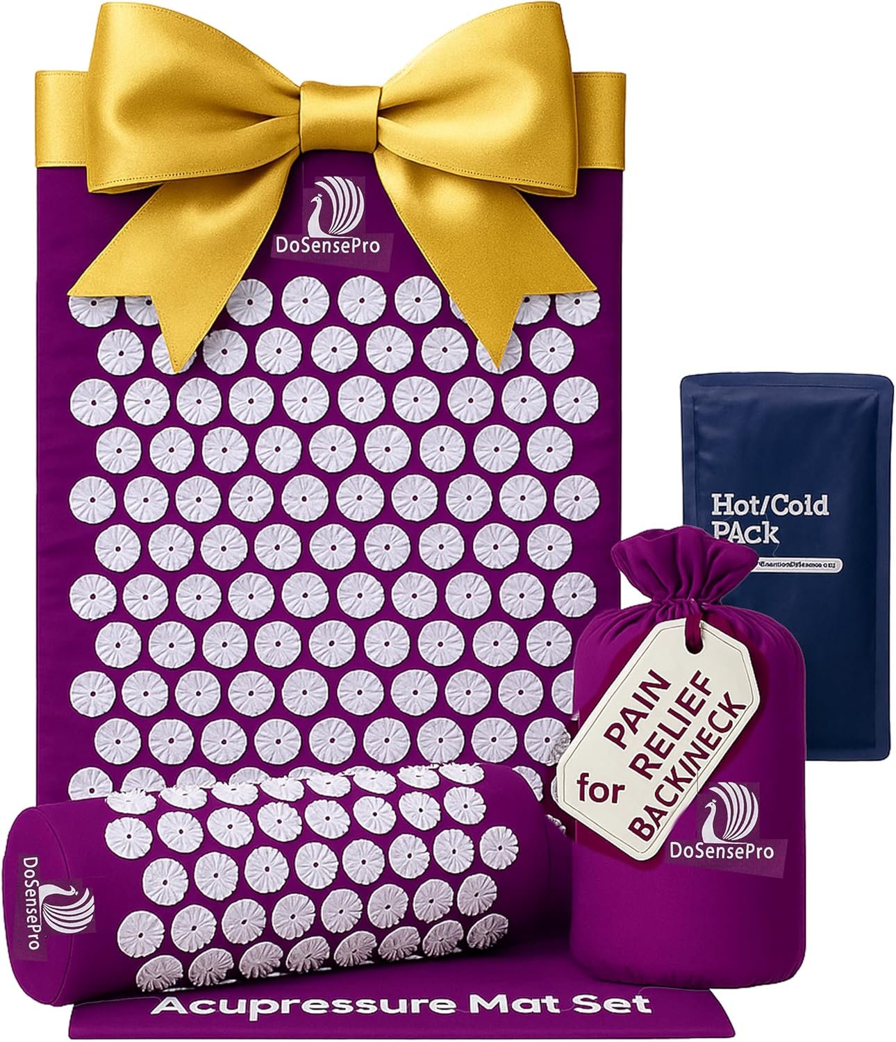 Acupressure Mat & Pillow Set – Acupressure Therapy for Back and Neck Pain Relief, Sciatica, and Pressure Point Aches, Ideal Acupuncture Mat for Sleeping Aid & Recovery (Purple)