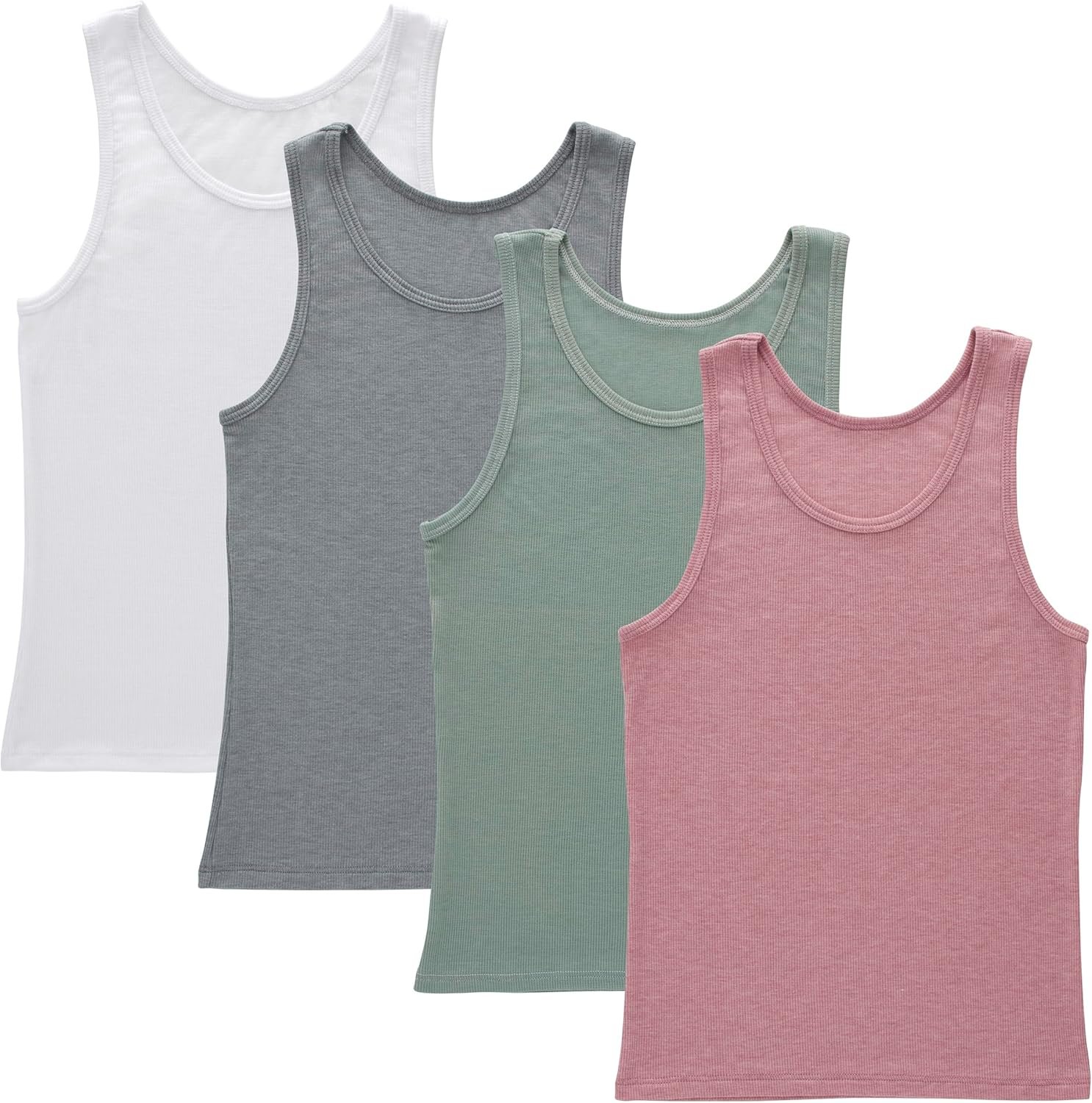 Hanes Girl’s Originals Tank Pack, Supersoft Tank Top for Girls, Modal Stretch Rib Tanks, 4-Pack