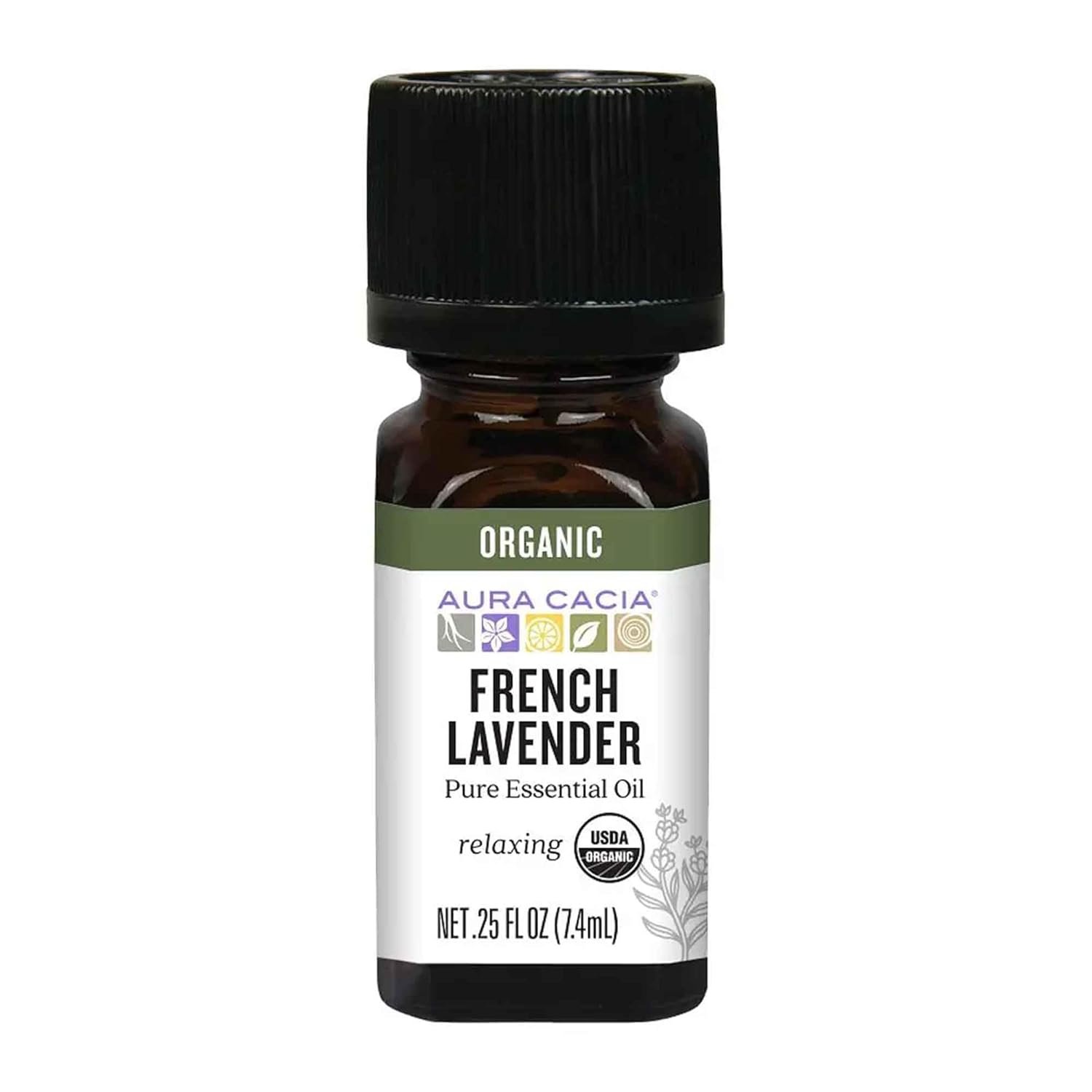 Aura Cacia Lavender French Organic Pure Essential Oil By 0.25 Oz