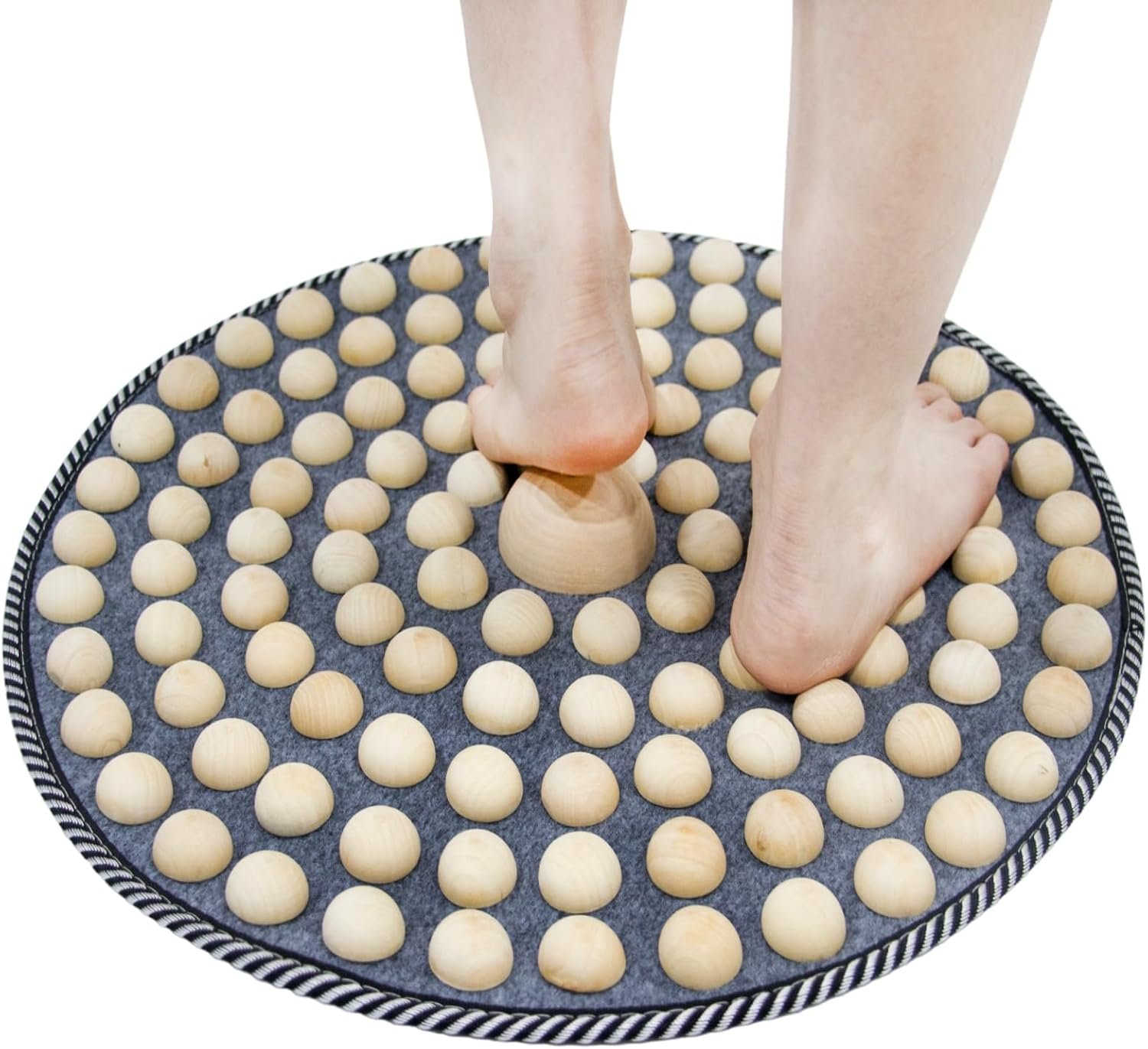 Wood Foot Acupressure Mat – Ergonomic Foot Massager Mat for Feet Relax, Wood Massage Tool -Foldable Pressure Point Pad