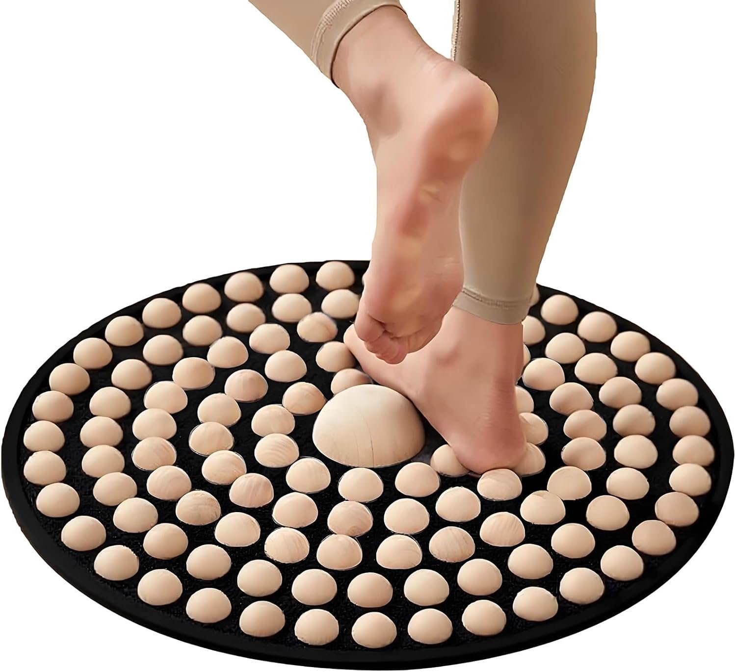 Wood Foot Massager Mat – Portable Acupressure Pad for Pain Relief, Foldable Pressure Point Relief Tool, Home Spa Therapy Foot Massage Board, Ideal Gift for Seniors