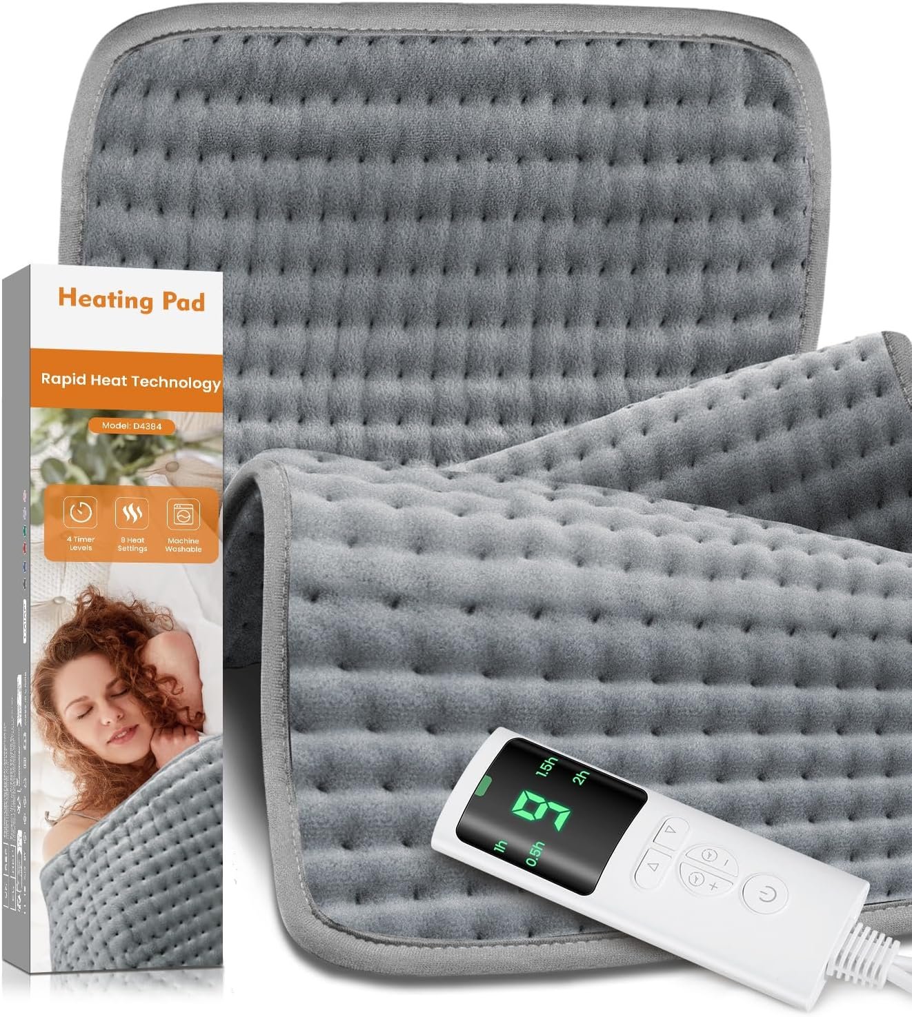 17”×33” Heating Pad for Back Pain, Electric Heating Pad with 9 Heat Settings & 4 Timers Auto Shut Off, Extra Large Heating Pad for Period Cramps & Sore Muscles, Machine Washable, Dry & Moist Heat