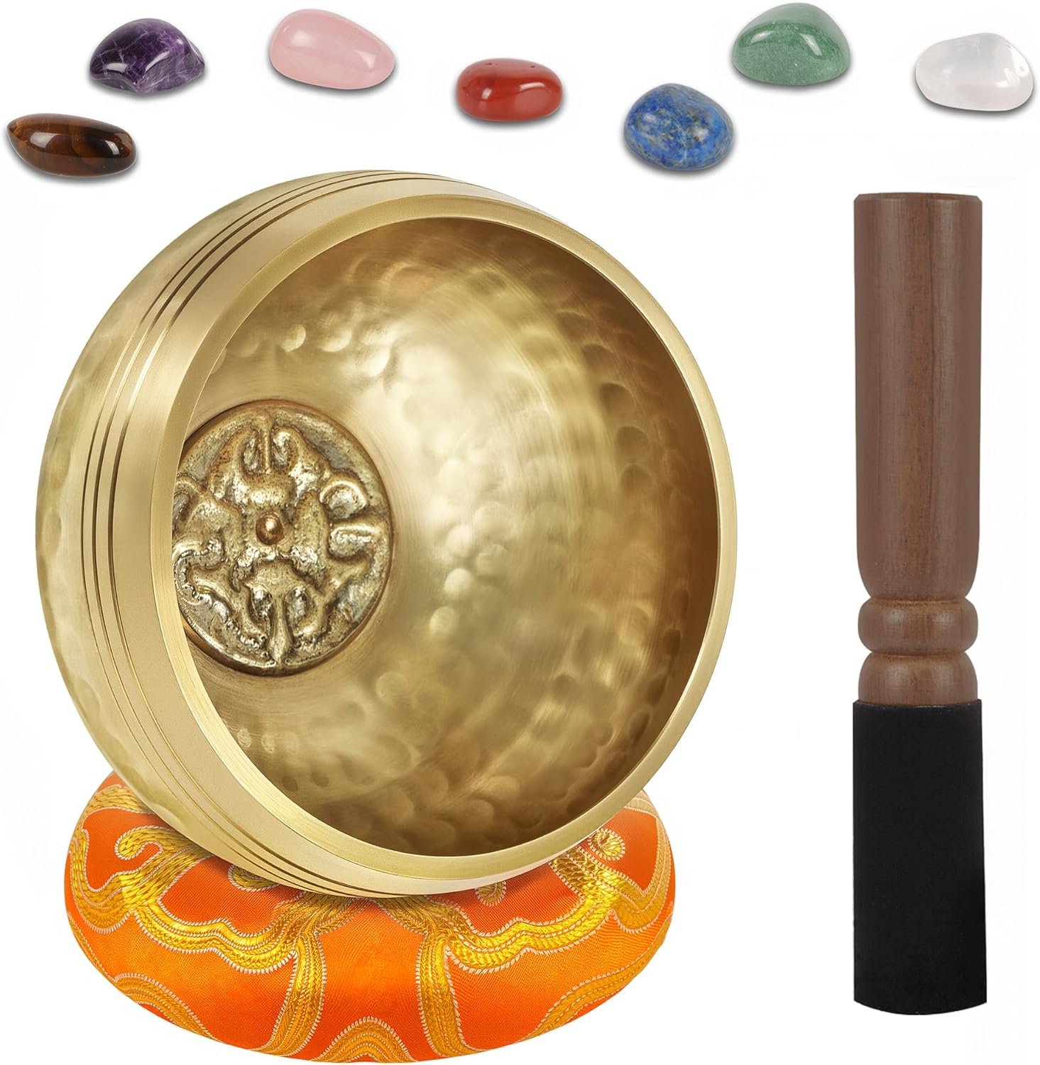 3.14In Tibetan Singing Bowl Set 7 Chakra Crystal Stones Handmade in Nepal for Meditation,Mindfulness and Relaxations