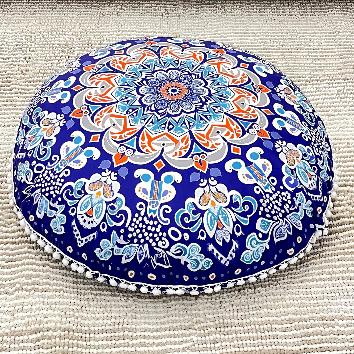 32 in Meditation Floor Cushion, Round Large Floor Pillow for Adult, Yoga Pillows for Sitting On Floor, Boho, Memory Foam Filling